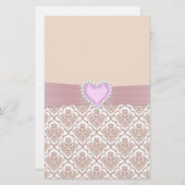 Mooie, elegante witte parels werken hart briefpapier (Voorkant / Achterkant)