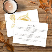 Mooie Elegante Zonnebloemen Herfst bruiloft Informatiekaartje