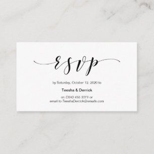 Mooie elegante, zwart script, bruiloft RSVP Informatiekaartje