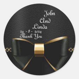 Mooie Elegante Zwarte en Gouden Trouw Tuxedo Ronde Sticker