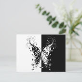 Mooie elegante zwarte en witte vlinderzwiren briefkaart (Staand voorkant)