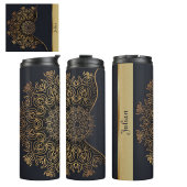 Mooie Elegante Zwarte Faux Gouden Mandala Thermosbeker