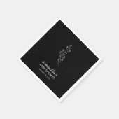 Mooie Elegante Zwarte Lijnkunst Bloem Servet (Hoek)