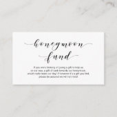 Mooie elegantie, Black script Honeymoon Fund Informatiekaartje (Voorkant)