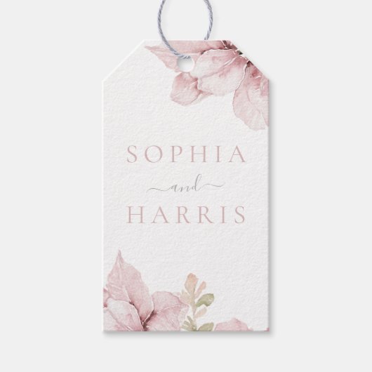 Mooie Elegantie Blush Bloemen Bruiloft Cadeaulabel (Voorkant)