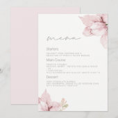 Mooie Elegantie Blush Bloemen Bruiloft Menu (Voorkant / Achterkant)