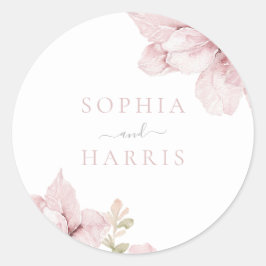 Mooie Elegantie Blush Bloemen Bruiloft Ronde Sticker