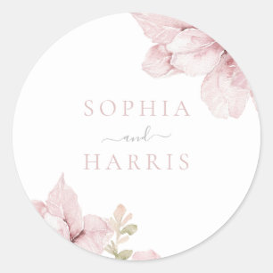 Mooie Elegantie Blush Bloemen Bruiloft Ronde Sticker