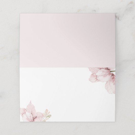 Mooie Elegantie Blush Bloemig Plaatskaartje (Buitenkant ongevouwen)