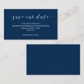 Mooie elegantie, Navy Blue, Save the date Informatiekaartje (Voorkant / Achterkant)