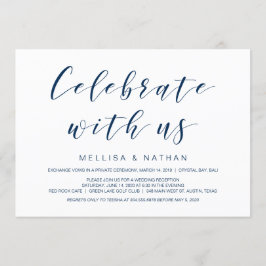 Mooie Elegantie, Navyblauw, Trouw Elopement Kaart