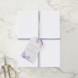 Mooie Elegantie Paarse Bloemen Bruiloft Cadeaulabel