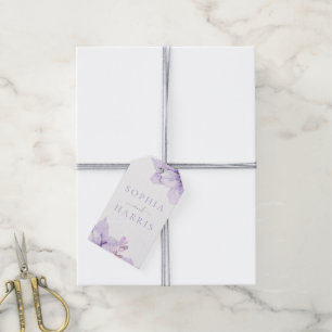 Mooie Elegantie Paarse Bloemen Bruiloft Cadeaulabel