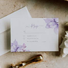 Mooie Elegantie Paarse Bloemen Bruiloft RSVP Kaartje