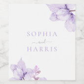 Mooie Elegantie Paarse Bloemen Bruiloft Wijn Etiket (Enkel label)