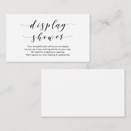 Mooie elegantie, zwart script, display douche informatiekaartje (Voorkant / Achterkant)