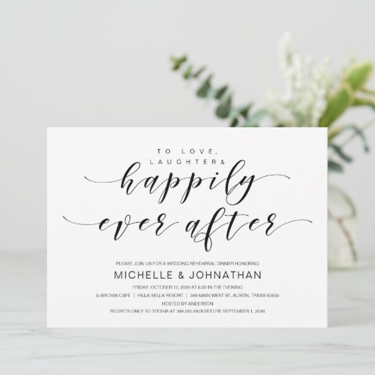 Mooie elegantie, zwart script, repetitiediner kaart (Staand voorkant)