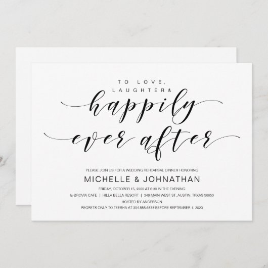 Mooie elegantie, zwart script, repetitiediner kaart (Voorkant / Achterkant)