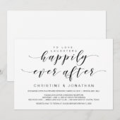 Mooie Elegantie, Zwart, Trouw Elopement Kaart (Voorkant / Achterkant)