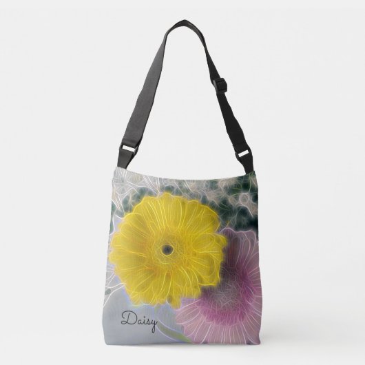 Mooie Elektrische Bloemen Geel Roze *Personaliseer Crossbody Tas (Voorkant)