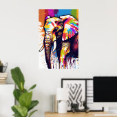 Mooie Elephant Waterverf Digitale Print Poster (Thuiskantoor)