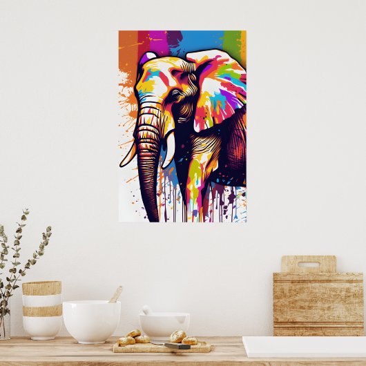 Mooie Elephant Waterverf Digitale Print Poster (Keuken)