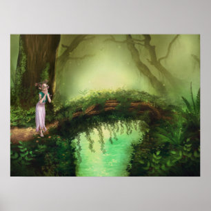 Mooie Elf Fairy in Fantasy Enchanted Forest Poster