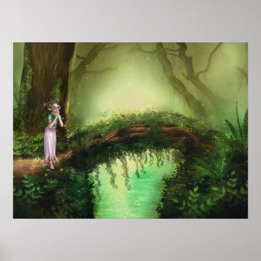 Mooie Elf Fairy in Fantasy Enchanted Forest Poster (Voorkant)