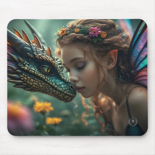 Mooie Elf Groen Draak Ontwerp Muismat (Voorkant)