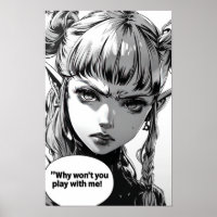 Mooie Elf Meisje Manga Panel Poster