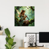 Mooie Elfenfee die Klarinet Speelt Poster (Thuiskantoor)