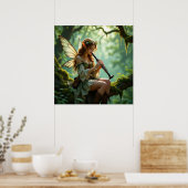 Mooie Elfenfee die Klarinet Speelt Poster (Keuken)