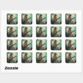 Mooie Elfenfee die Ukulele Speelt Vierkante Sticker (Vel)