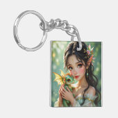 Mooie Elfenfee & Draak Ethereale Gepersonaliseerde Sleutelhanger (Voorkant Links)
