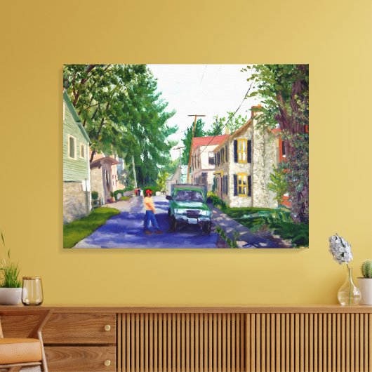 Mooie Elsah Illinois straatbeeld Canvas Afdruk (Insitu (Woonkamer))