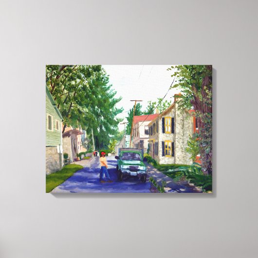 Mooie Elsah Illinois straatbeeld Canvas Afdruk (Voorkant)