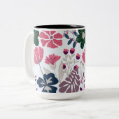 Mooie en charmante moderne bloemen tweekleurige koffiemok (Voorkant links)
