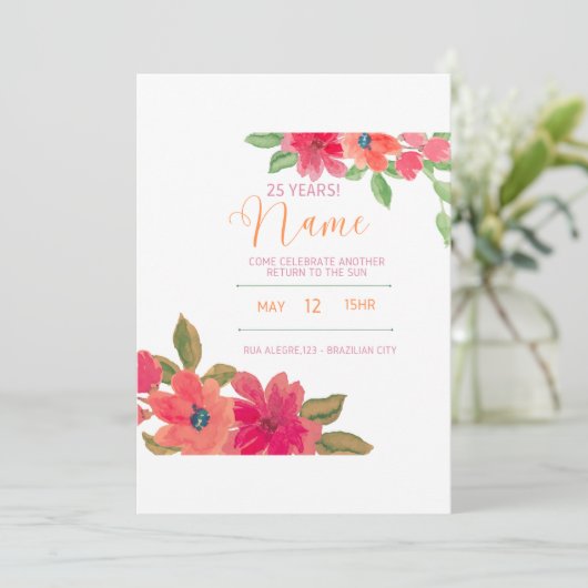 Mooie en delicate rode bloemen kaart (Staand voorkant)