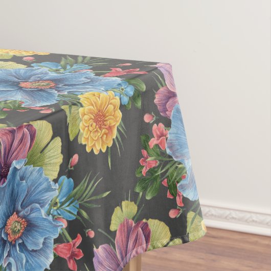 Mooie en donkere bloemrijke medium tafelkleed (Voorbeeld)