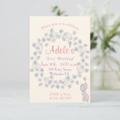 Mooie en eenvoudige 1 e verjaardag van het meisje kaart (Staand voorkant)