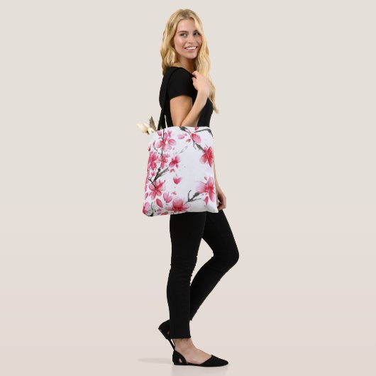 Mooie en elegante Cherry Blossom Canvas tas (Op model)