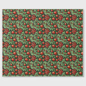 Mooie en elegante Damask kerstvakantie Cadeaupapier (Vlak)