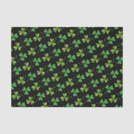 Mooie en Elegante Donkere Klaverpatroon Groen en Z Tissuepapier