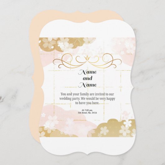 Mooie en elegante pastel bruiloft kaart (Voorkant / Achterkant)