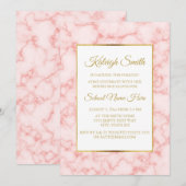 Mooie en elegante roze marmer Gold Trunk Party Kaart (Voorkant / Achterkant)