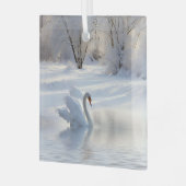 Mooie en Elegante Swan Kerstvakantie Glas Ornament (Voorkant links)