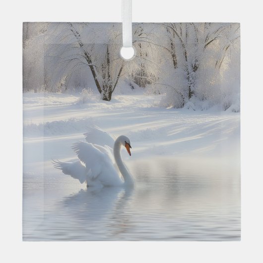 Mooie en Elegante Swan Kerstvakantie Glas Ornament (Voorkant)