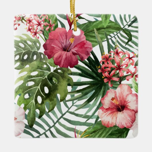 Mooie en elegante tropische Floral | Versiering Keramisch Ornament (Voorkant)