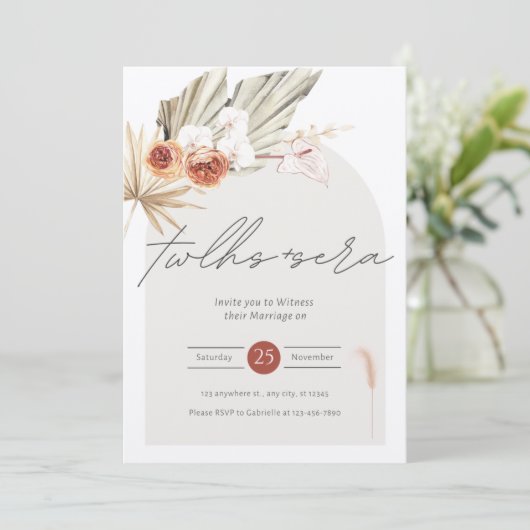 Mooie en elegante trouwuitnodiging kaart (Staand voorkant)