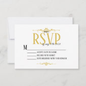 Mooie en Elegante Wit en Gouden RSVP-Kaart RSVP Kaartje (Voorkant)